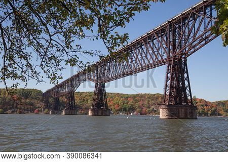 Looking West At The Poughkeepsie Railroad Bridge Also Known As The Walkway Over The Hudson.