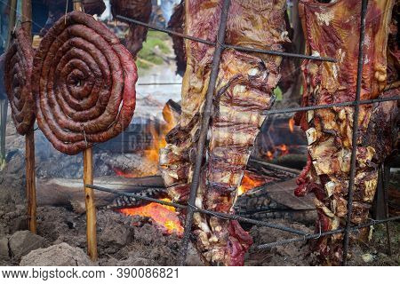 Roast Meat To The Stake, A Method Of Cooking For Argentine Gauchos