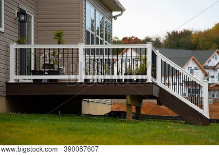 White Veranda And Railing Posts Porch Wall