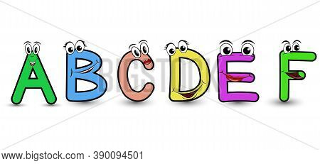 Set Of Vector Alphabet Funny Cartoon Styled Hand Drawn Font With A B C D E F Letters