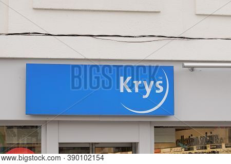 Bordeaux , Aquitaine / France - 10 10 2020 : Krys Optic Logo And Blue Text Sign Front Of Optician Sh