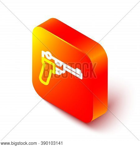 Isometric Line Mauser Gun Icon Isolated On White Background. Mauser C96 Is A Semi-automatic Pistol. 