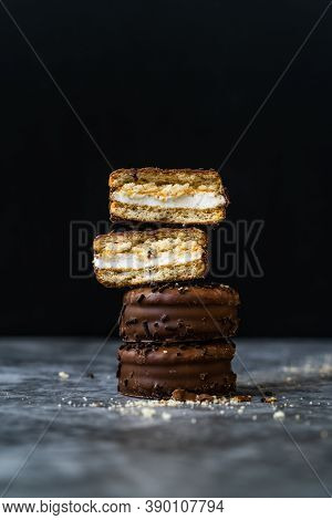 Traditional Alfajores (alfajor) With Dulce De Leche Covered With Chocolate - Traditional Argentine S