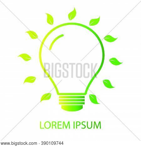 Green Energy Icon With Abstract Plant Bulb Templates. Green Concept. Safe Idea. Eco-friendly Concept