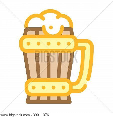 Beer Cup Color Icon Vector Flat Illustration