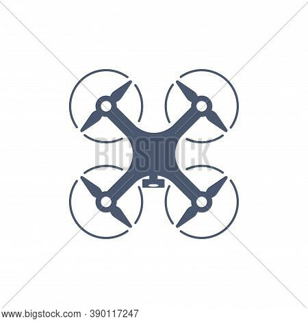 Drone Icon -  Fliyng Spy Machine Device - Isolated Vector Copter Silhouette Pictogram In Top View