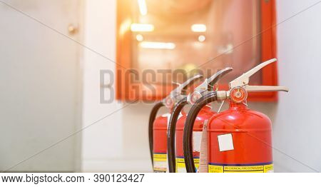 Safety Concept,fire Extinguishers Available In Fire Emergencies.