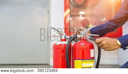Engineer Checking Industrial Fire Control System,fire Alarm Controller, Fire Notifier, Anti Fire.sys