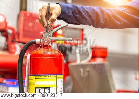 Engineer Checking Industrial Fire Control System,fire Alarm Controller, Fire Notifier, Anti Fire.sys