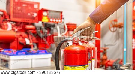 Engineer Checking Industrial Fire Control System,fire Alarm Controller, Fire Notifier, Anti Fire.sys