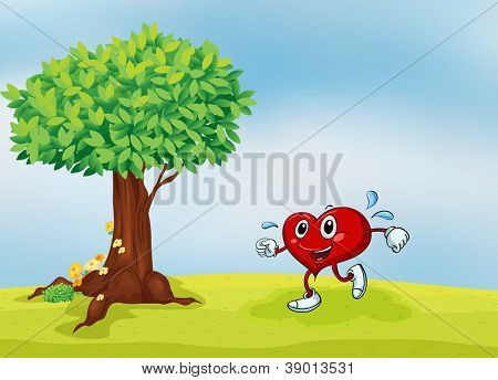illustration af et hjerte og et træ i en smuk natur