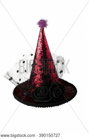 Shiny Halloween Hat On A White Background.