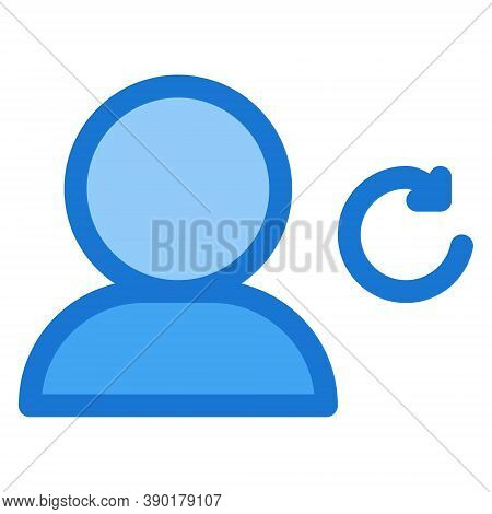 Reload User Icon In Flat Style. Refresh Profile Symbol. User Avatar With Reload Arrow Sign.