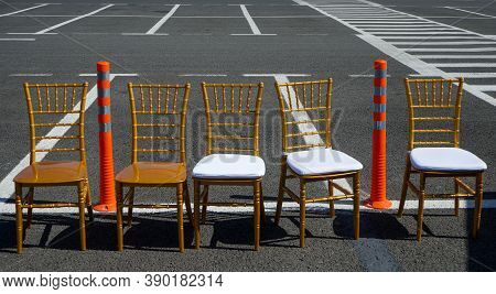 Otopeni, Romania - September 21, 2020: Chairs Placed In The Press Area At The Presentation Event Of 