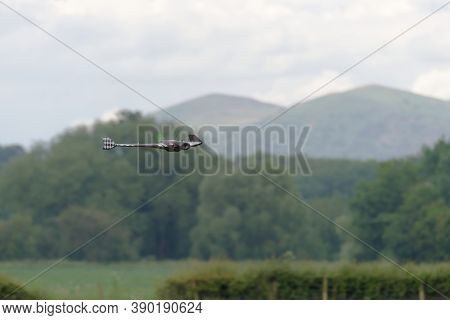Flying Low And Fast In Front Of The Malvern Hills, A Remote Control Fpv First Person View Flying Win