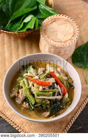 Northern Thai Food (kaeng Khae), Spicy Curry Soup With Pork And Mixed Local Vegetables And Herbs, Ma