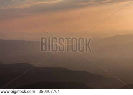 Heavy Smoke From A Nearby Wildfire Obscures The View Of Lost Creek Lake And The Cascade Mountain Ran