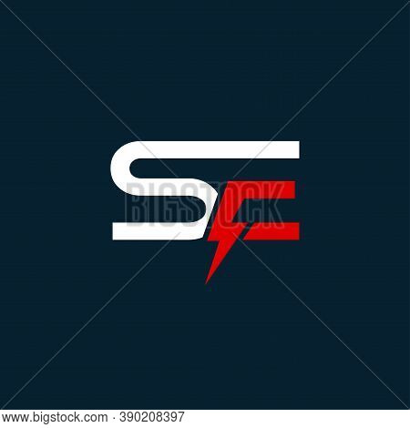 Se Letter Logo Design With Lightning Icon Concept. Vector Illustration