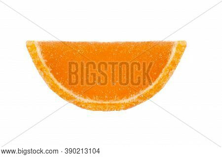 Colored Slice Of Marmalade In Sugar Isolated On White Background