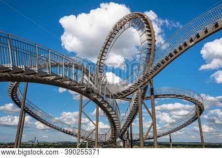 Duisburg, Germany - August 29, 2020: Tiger And Turtle, Landmark Of Ruhr Metropolis Against Sky On Au