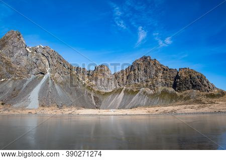 Mountain Eystrahorn In East Iceland On A Sunny Day