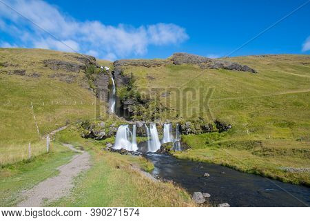 Gluggafoss Waterfall In Fljotshlid In South Iceland