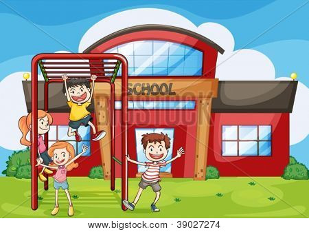 illustrazione di bambini gioco in una splendida natura