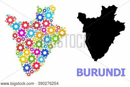 Vector Mosaic Map Of Burundi Designed For Engineering. Mosaic Map Of Burundi Is Designed From Random