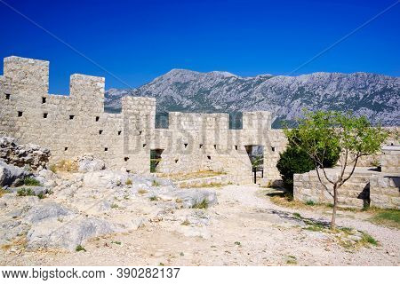 Starigrad Fortress above Omis resort, Dalmatia region of Croatia, Europe