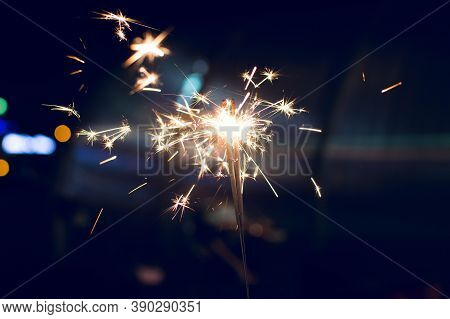 two fireworks set off at night for the New Year celebration