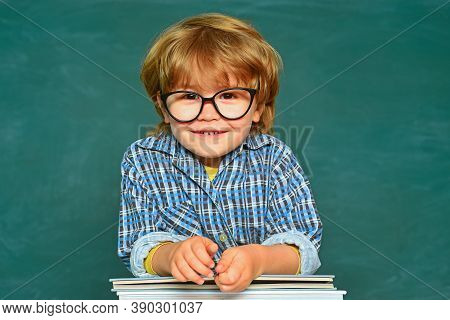 Back To School - Education Concet. Blackboard Background - Copy Space. Elementary School And Educati