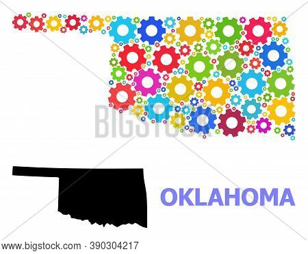 Vector Composition Map Of Oklahoma State Designed For Engineering. Mosaic Map Of Oklahoma State Is D