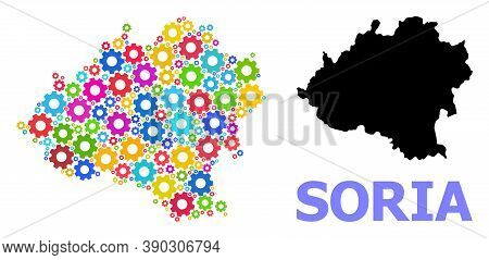 Vector Mosaic Map Of Soria Province Created For Engineering. Mosaic Map Of Soria Province Is Shaped 