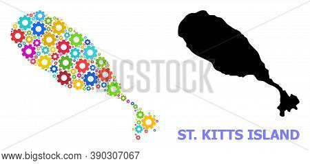 Vector Mosaic Map Of St Kitts Island Created For Engineering. Mosaic Map Of St Kitts Island Is Done 