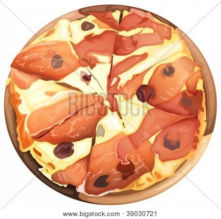 illustrazione di cibo e un piatto su uno sfondo bianco