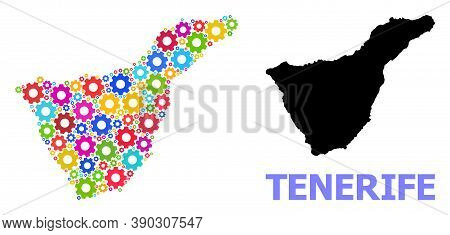 Vector Mosaic Map Of Tenerife Island Organized For Mechanics. Mosaic Map Of Tenerife Island Is Organ