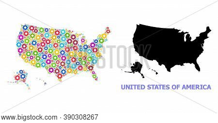 Vector Collage Map Of Usa Territories Designed For Workshops. Mosaic Map Of Usa Territories Is Desig