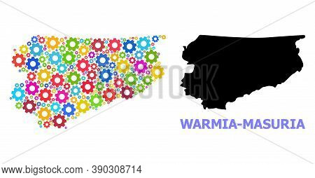 Vector Mosaic Map Of Warmia-masuria Province Constructed For Workshops. Mosaic Map Of Warmia-masuria