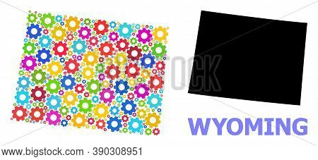 Vector Mosaic Map Of Wyoming State Organized For Engineering. Mosaic Map Of Wyoming State Is Shaped 