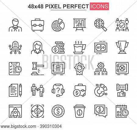 Business Thin Line Icons Set. Business Development And Investment Strategy Unique Design Icons. Fina