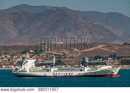 Coquimbo, Chile - December 7, 2008: White-red Seatrade Royal Klipper Container Ship In Front Of The 