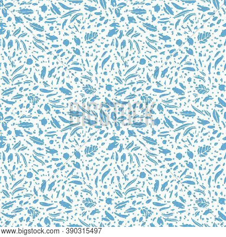 Modern Abstract Dotted Leaf Shape Summer Pattern. Vector, Hand Drawn, Floral Design. Simple Stylized