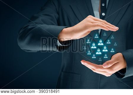 Gdpr (general Data Protection Regulation) Concept. Business Woman Or It Technologist With Protective