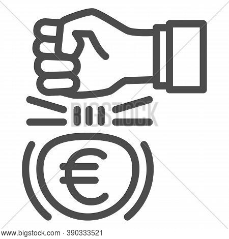 Fist And Euro Currency Line Icon, Economic Sanctions Concept, Hit Euro With Arm Sign On White Backgr