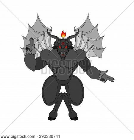 Baphomet Demon. Satanic Symbol. Satan With Goat Head. Devil Symbol Pentagram.