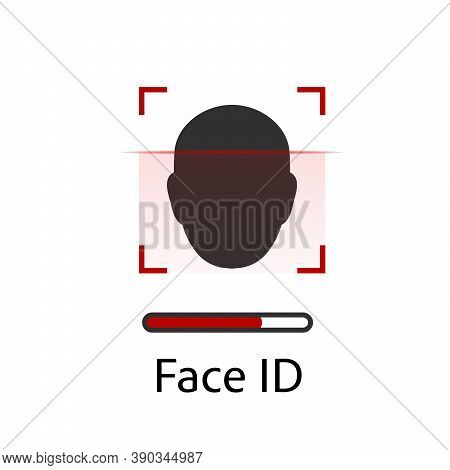Facial Recognition Concept. Face Id, Face Recognition System. Hand Holding Smartphone With Human Hea