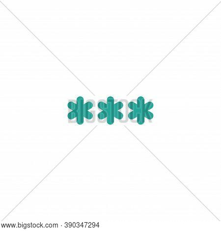 Three Blue Asterisks Footnote Icon. Password, Parol Sign. Flat Icon Of Asterisk Isolated On White Ba