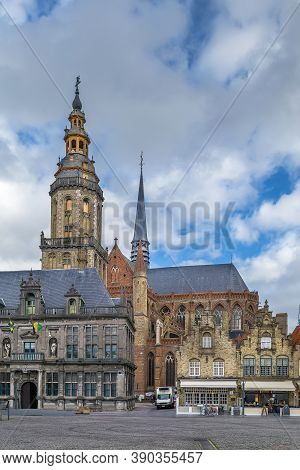 View Of Veurne  Belfry From Market Square, Belgium