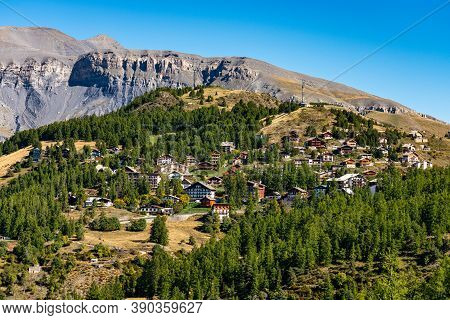 Panoramic View Of The Mercantour National Park Near Valberg, French Alps, France In Europe