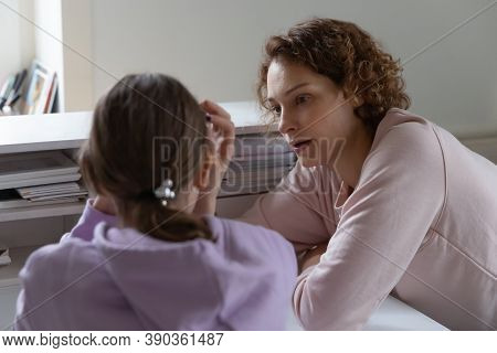 Loving Mom Talk Support Sad Teenage Daughter